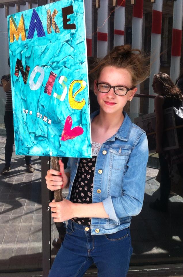 Placards made with Cath Lewis and Shaun Featherstone